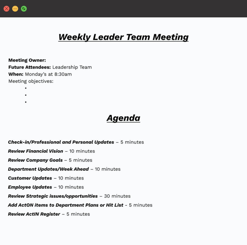 Weekly Meeting Template