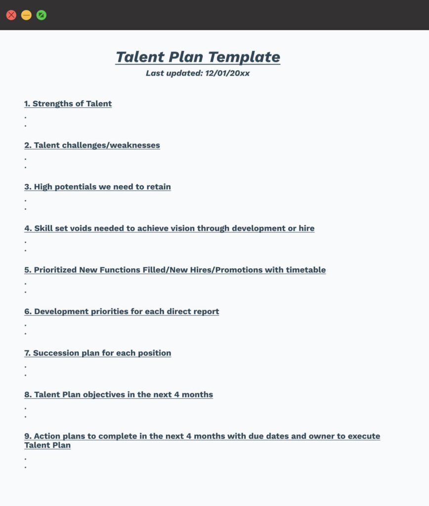 Talent Plan Template